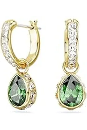 Swarovski Stilla Oorhangers, Pear-Slijpvorm, Groen, Goudkleurige Toplaag