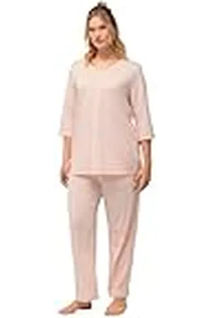 Ulla Popken Dames, grote maten, geborduurde pyjama, , 42-44