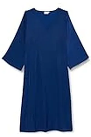 Kaffe Plus-Size damesjurk, V-hals, 3/4 mouwen, getailleerde pasvorm, zacht satijn, , 42