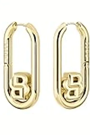 HUGO BOSS Sieraden Dames DOUBLE B SWING Collectie Ketting Armband, Ketting Armband en Dangle & Drop Oorbellen in Roestvrij Staal Geel , Eén maat, OORBELLEN, Geen edelsteen