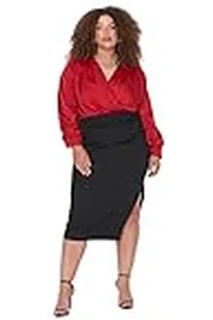 Trendyol Vrouwen Midi Kokerrok Gespleten Rok Geweven Plus Size Rok, , 68 grote maten