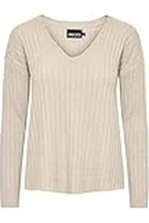 Pieces® Dames PCCAVA Rib LS omkeerbare Knit NOOS BC pullover, whitecap grijs, XL