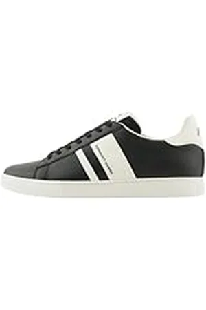 Armani Exchange Paris Double Line Sneakers voor heren, zwart + gebroken wit, 39,5 EU, , 39.5 EU