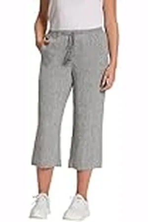 Ulla Popken Dames grote maten plus size 7/8 linnen broek, elastische tailleband, natuurlijk koel 803829, , 32W x 32L
