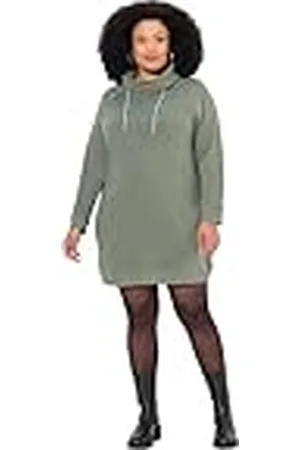 Ulla Popken Sweatjurk voor dames, opstaande kraag, lange mouwen, zakken, , 46-48