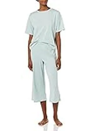 Amazon Dames gebreide jersey pyjamaset (verkrijgbaar in grote maten), stoffig blauw, XS