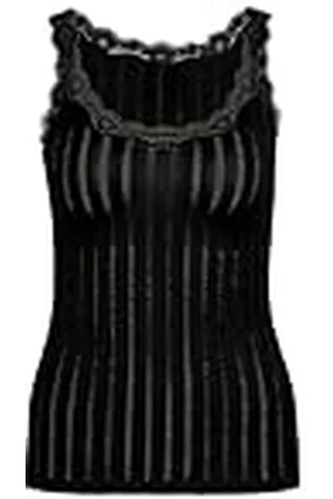 Calida Etude Toujours Tanktop voor dames, met Swiss+Cotton keurmerk, elegante krijtstreep look en delicate kant op de hals