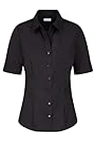 Seidensticker Damesblouse - hemdblouse - strijkvrij - slim fit - korte mouwen - uni - 100% katoen, , 42