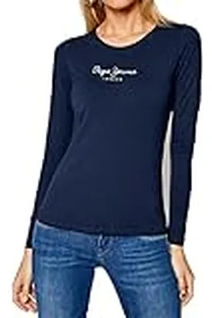 Pepe Jeans Vrouwen New Virginia T-Shirt Slim Fit Lange Mouw Blauw, Blauw (zwart), L