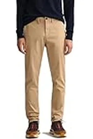 GANT Herenbroek slim keperstof chinos klassieke broek, dark kaki, standaard, , 31W x 34L