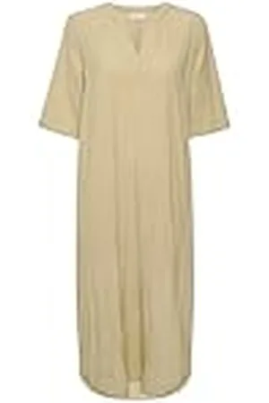 Kaffe Kaftanjurk voor dames, maxi-lengte, losse pasvorm, halve mouwen, V-hals, hals, , 44