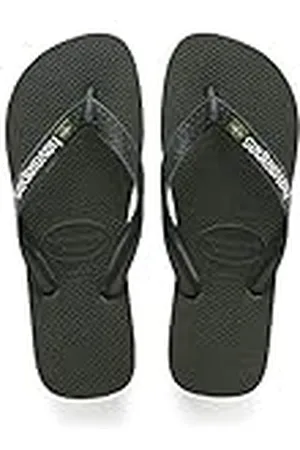 Havaianas Unisex Brasil-slippers met logo, groen olijfgroen, 3/4 VK