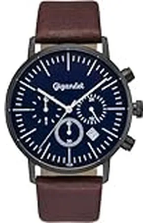 Gigandet Heren analoog Japans kwartsuurwerk horloge met lederen armband 5VNAG22NE/002