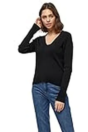 Peppercorn Tana V-hals Rib Pullover met lange mouwen | Zwarte truien voor vrouwen VK | Lente dames truien | Maat S