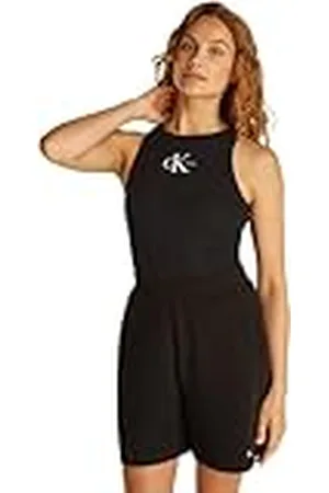 Calvin Klein CK JEANS Dames MONOLOGO RIB TANK TOP J20J225301, Zwart (K Zwart), XL, , XL