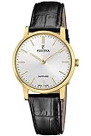 Festina Swiss Made Womens analoge Quartz horloge met lederen armband F20017/1, , Quartz horloge