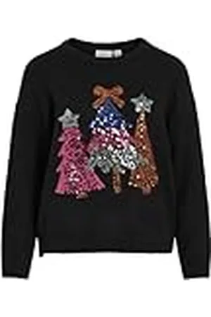 VILA Viholly gebreide kersttrui met ronde hals, , S