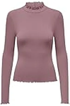 JDY Dames Dunne Top met Lange Mouwen Basis Ronde Hals Hooggesloten Longsleeve Stretch Top FRANSISKA, Colour: , Size:L