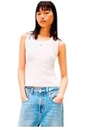 Tommy Hilfiger Dames TJW ESSENTIAL RIB TANK EXT Overige T-shirts, wit, XS, , XS