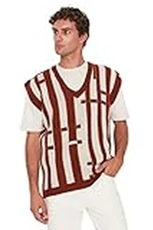 Trendyol Heren Heren Oversized Standaard V-hals Knitwear Trui Vest, , M