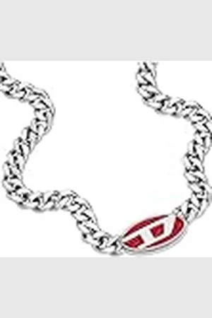 Diesel Rood Emaillen en Roestvrijstalen Schakelketting voor Heren, DX1446040