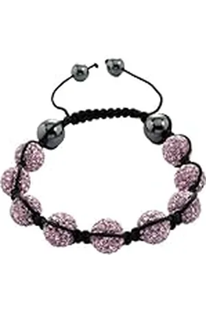 Burgmeister Jewelry Damesarmband Shamballa lengte variëren, verschillende stenen op zwarte textielband JBM1147-598