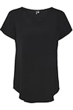 VERO MODA Dames Blouse Korte Mouw Ronde Hals Basis Normale Pasvorm, Colour:Black, Size:XL