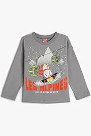 Koton Babyboys Long Sleeve Crew Neck Winter Bedrukt Katoenen T-shirt, , 2-3 Jaar