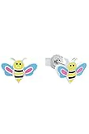 Amor Ohrstecker 925 Sterling Silber Mädchen Kinder Ohrschmuck, 0,7 cm, Multicolor, Biene, Kommt in Schmuck Geschenk Box, 2021344