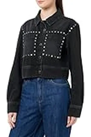 Street one Dames F212388 Studio_Denim Jas, Cropped, Washed Versierd, Black Soft Wash, 36, , 36