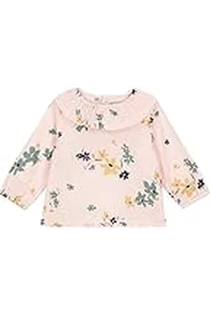 Petit Bateau Blouse voor meisjes met lange mouwen van bedrukt katoenen gaas voor baby