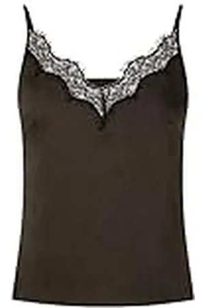 Morgan Damesblouse met smalle bandjes met kant Olena Kaki Donker T36, , 34