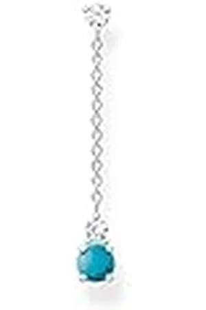 Thomas Sabo Damen Einzel Ohrstecker mit Türkisen Stein an zarter Kette 925er Sterlingsilber mit Zirkonia, H2180-405-17