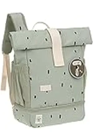 LÄSSIG LÄSSIG Kleuterschoolrugzak kinderrugzak rolltop met borstband waterafstotend, 11 liter/mini rolltop backpack Happy Prints Olive, , 32,5 cm, Kinderrugzak met roltop met borstband