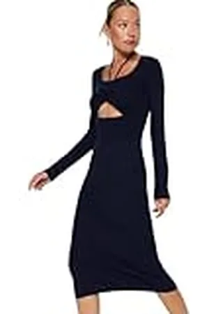 Trendyol FeMan Bodycon Slim fit gebreide jurk, marineblauw, L, , L