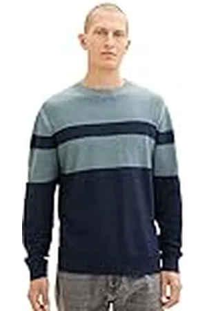 TOM TAILOR Colourblock gebreide trui van katoen voor heren, , XXL
