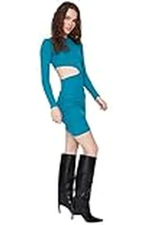 Trendyol Dames vrouw getailleerde bodycon ronde hals gebreide jurk, , XS