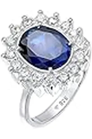 Elli Ring Dames Cocktail Koninklijk met Synthetische Saffier en Zirkonia in 925 Sterling Zilver