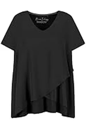 Samoon Blouseshirt voor dames met chiffon-laag korte mouwen T-shirt korte mouwen ronde hals blouseshirt effen kleuren, , 52 NL