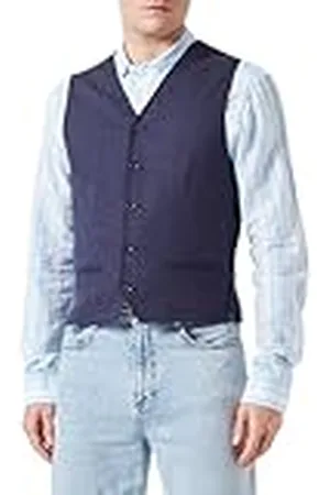 JACK & JONES JPRRIVIERA linnen Waistcoat kostuumvest, donkerblauw/pasvorm: slim fit, 54, , 54