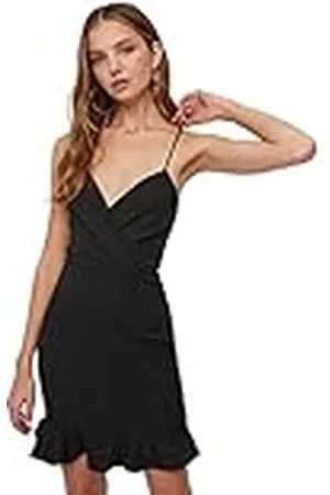 Trendyol Dames Black Back Detaililed Cocktail Dress, 34