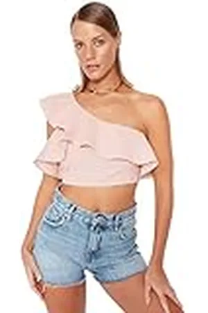 Trendyol Vrouwen Vrouw Regular Fit Basic Asymmetrische Kraag Geweven Blouse Shirt, , 38