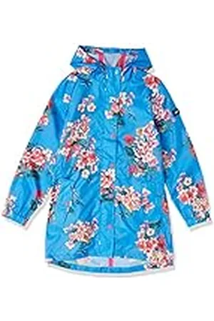 Joules Golightly BluFloral Regenjas, blauw met bloemenpatroon, regular girl, blue floral, regular, , Regular