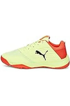 PUMA Unisex Accelerate Turbo Jr II handbalschoen voor kinderen, Snel Geel Rood Blast Zwart, 34.5 EU