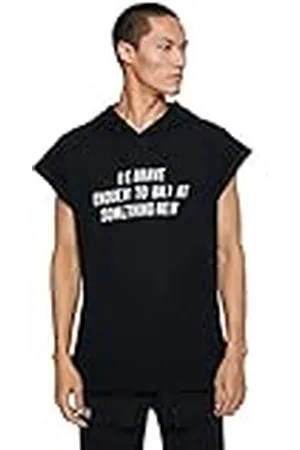Koton Heren Basic Hooded Sport T-Shirt Slogan Bedrukt Mouwloos, , S