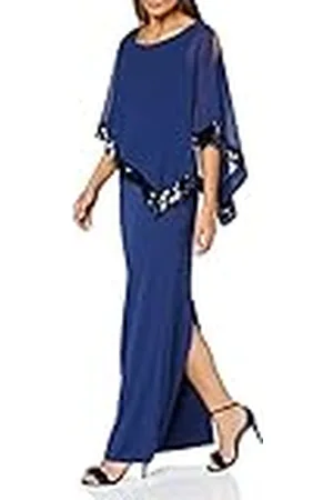 Gina Bacconi Dames Pailletten Trim Cape Maxi Jurk Cocktail, , 36 NL