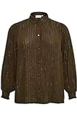 Kaffe Plus-size damesshirt, metallic, pin-strepen, lange mouwen, button up, , 50 grote maten