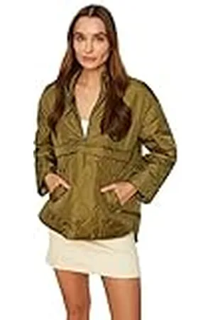 Trendyol Khaki Hooded Oversize Kangaroo Opblaasbare Coats Damesmantel, grey, L
