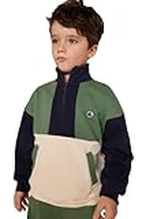 Petit Bateau Jongens sweatshirt met lange mouwen en ritssluiting kraag, , 3 Jaar