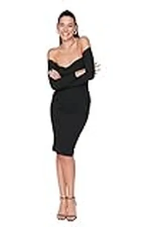 Trendyol Midi Bodycon getailleerde gebreide jurk voor dames, , XS
